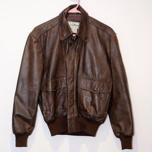 Vintage Men's LL BEAN Brown Leather Bomber Jacket